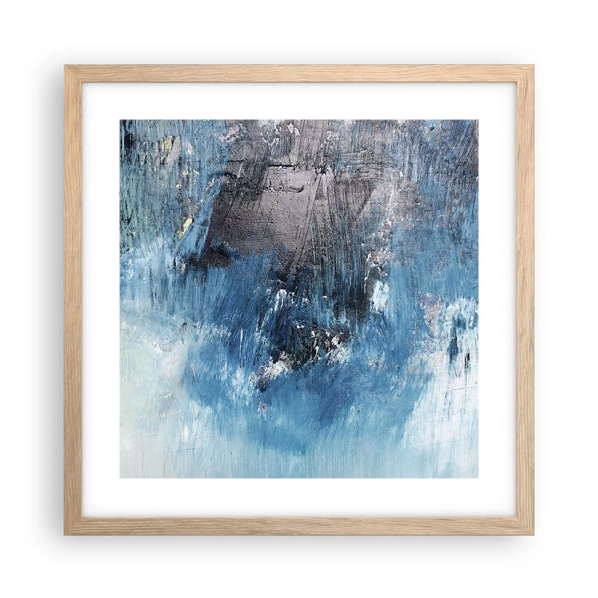 Pôster com moldura de carvalho claro - Rapsódia em azul - 40x40 cm