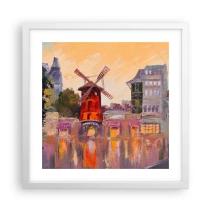Pôster em moldura branca - Ícones parisienses – Moulin Rouge - 40x40 cm
