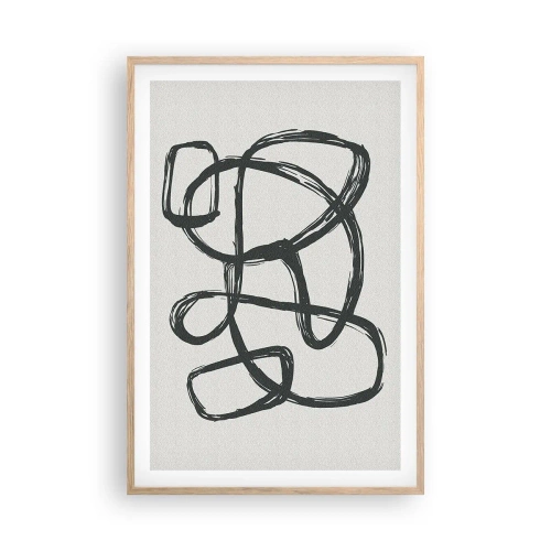 Pôster com moldura de carvalho claro - Abstração em loop - 61x91 cm
