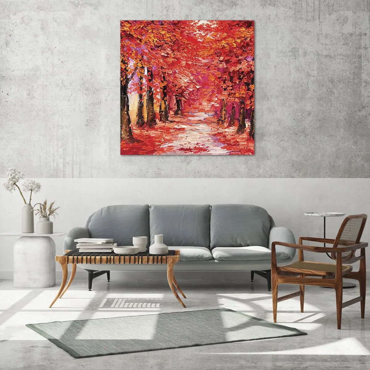 Quadro em vidro - Impressão de outono - 30x30 cm