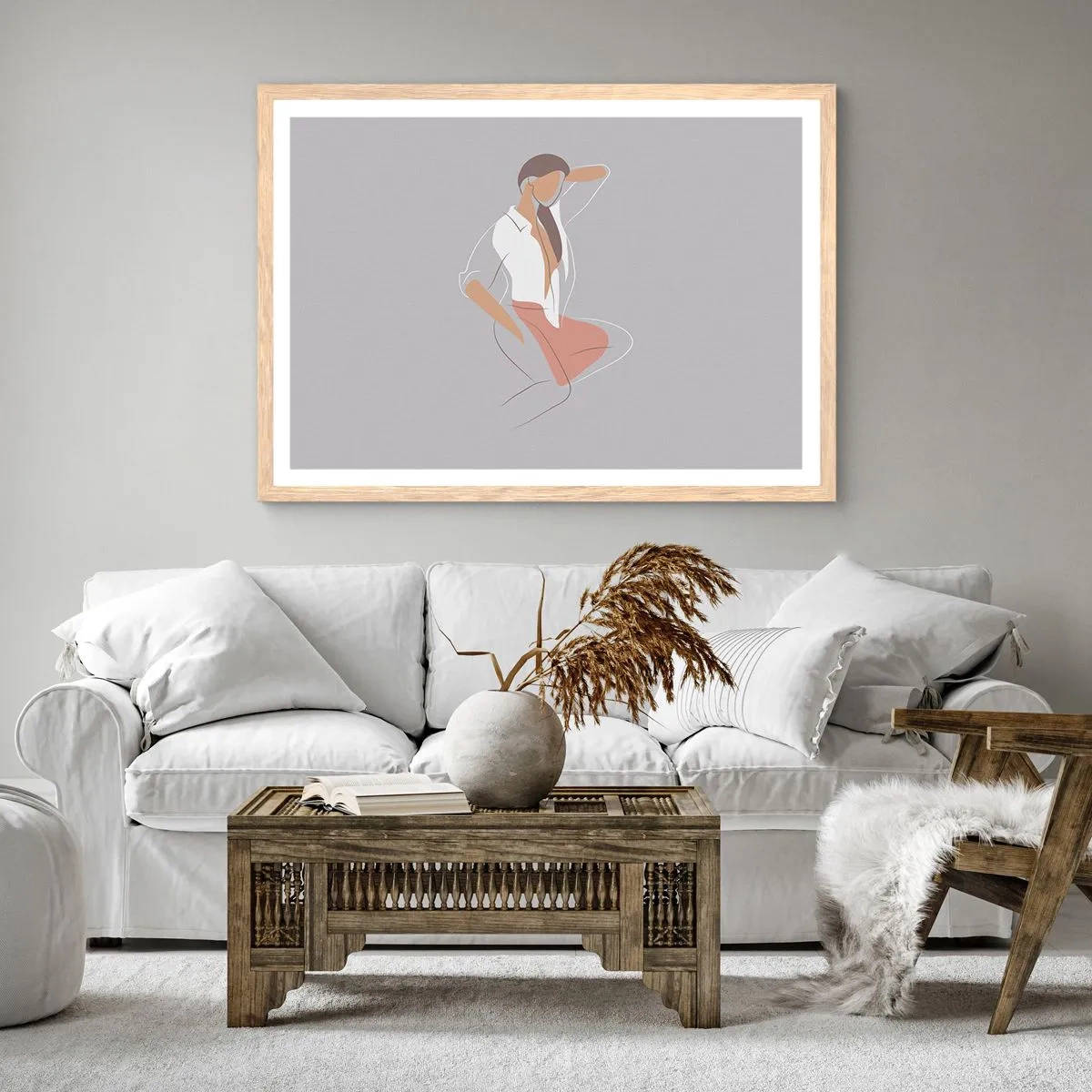 Pôster com moldura de carvalho claro - O esboço do encanto - 100x70 cm