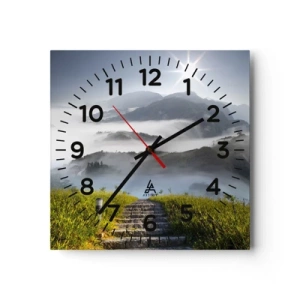 Relógio de parede - Relógio em vidro - Em direcção às nuvens - 40x40 cm