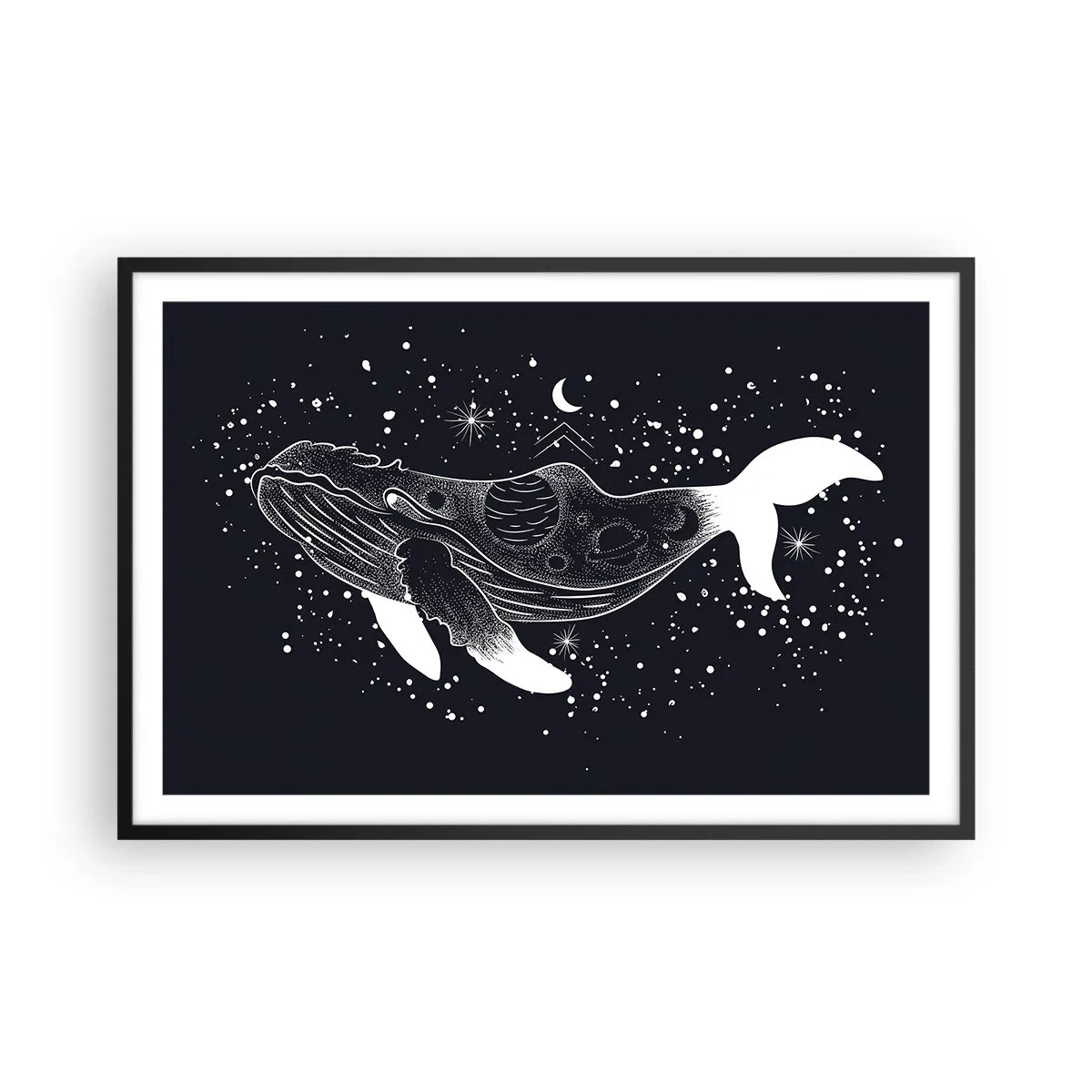 Pôster com moldura preta - No oceano do universo - 91x61 cm