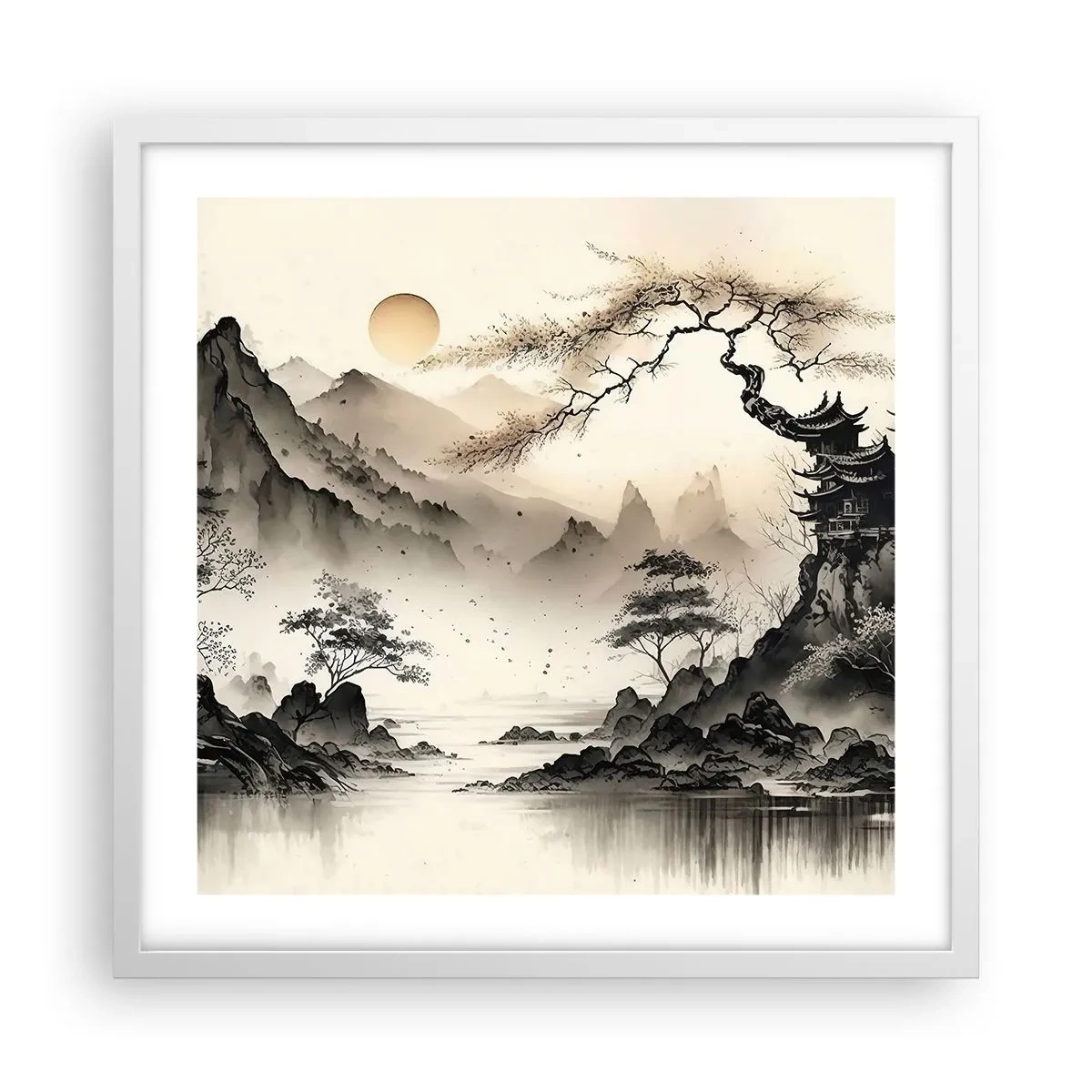 Pôster em moldura branca - O charme único do Oriente - 50x50 cm