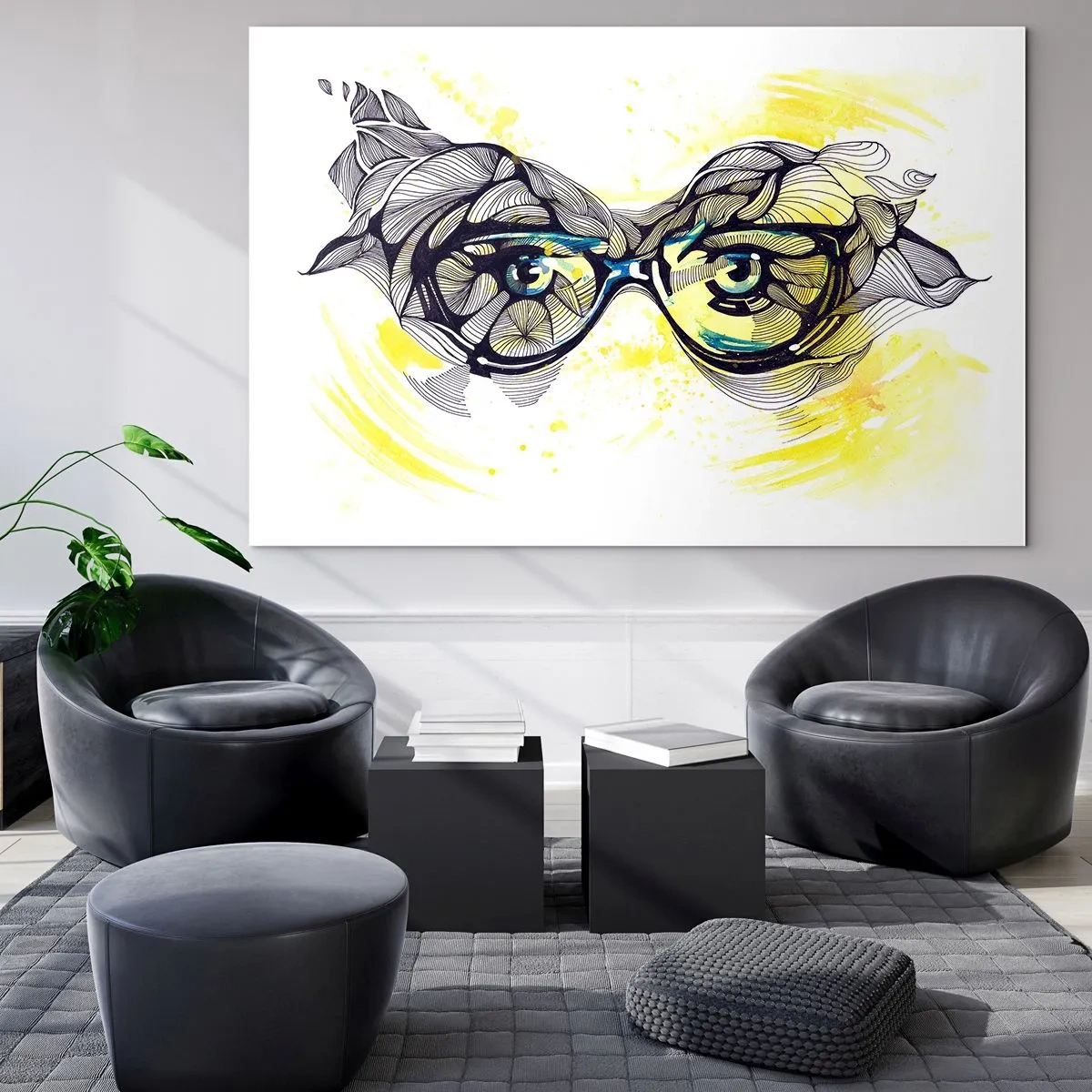 Quadro em vidro - Através de óculos azuis - 120x80 cm