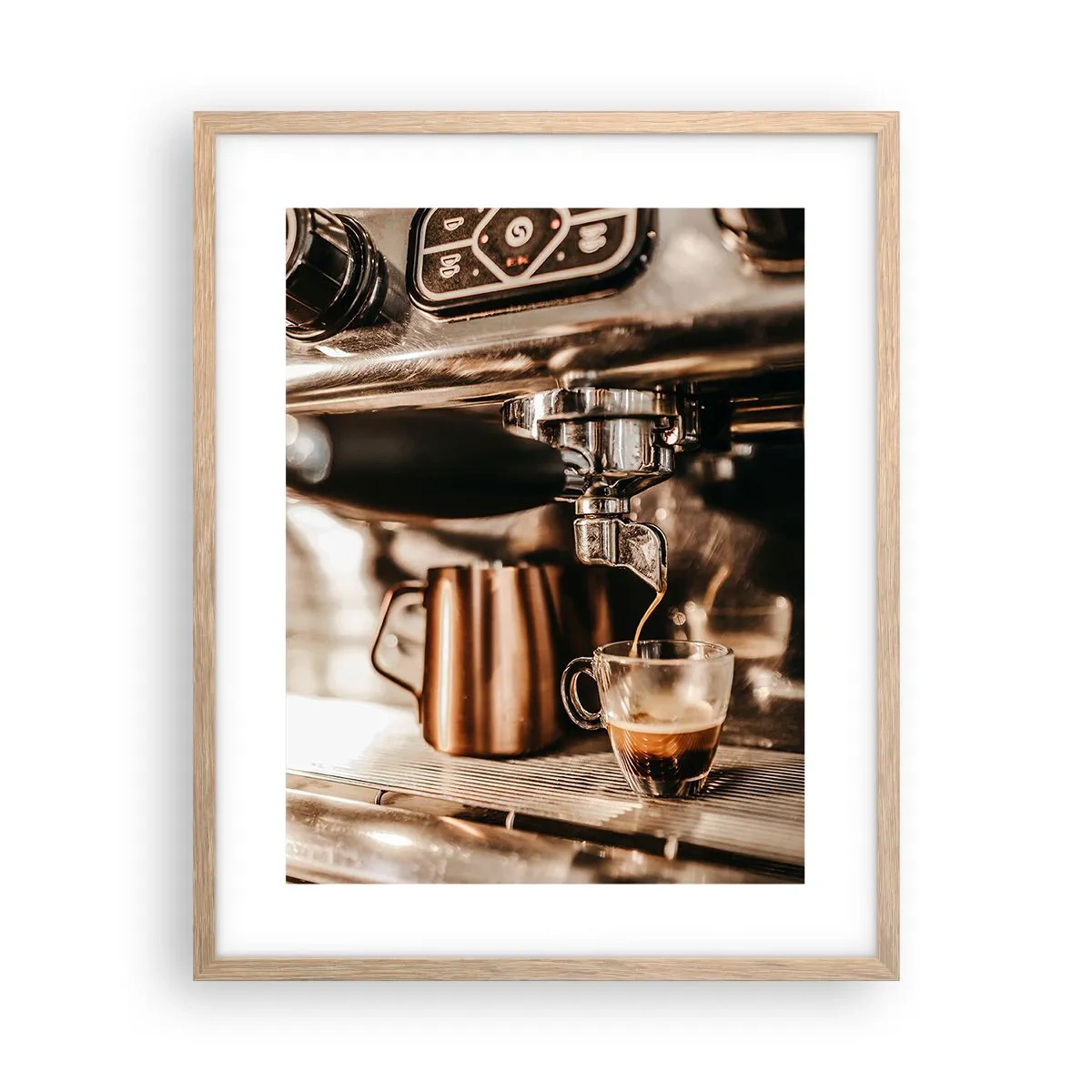 Pôster com moldura de carvalho claro - Brilho de café - 40x50 cm