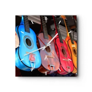 Relógio de parede - Relógio em vidro - Vibrações latinas - 40x40 cm