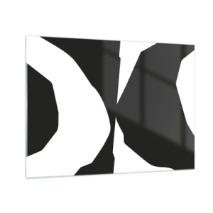Quadro em vidro - Composição gráfica em preto e branco em um estilo contrastante positivo-negativo - 70x50cm - Positivo negativo - Decoração de parede moderna para a sala de estar e quarto ARTTOR