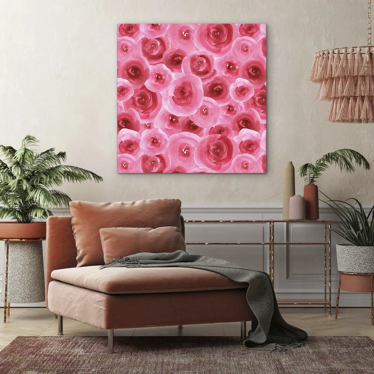 Quadro em tela - Rosas acima e abaixo - 30x30 cm