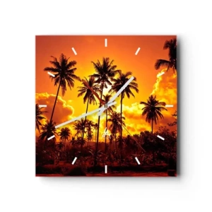 Relógio de parede - Relógio em vidro - Montanhas em chamas, florestas em chamas - 40x40 cm