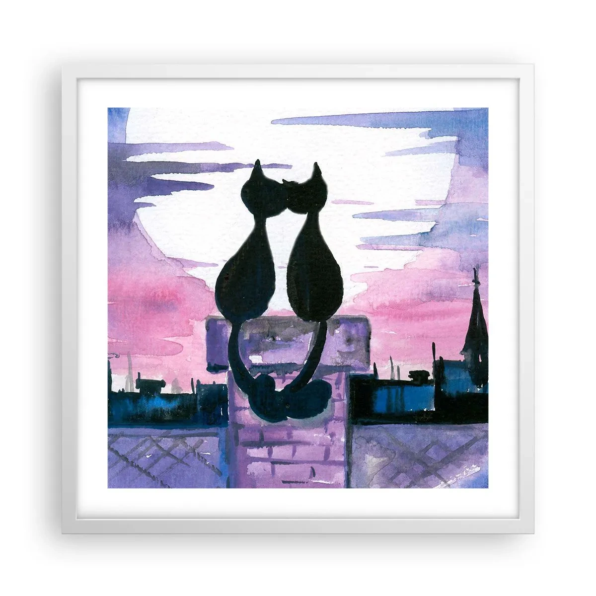 Pôster em moldura branca - Rendez-vous sob a lua - 50x50 cm