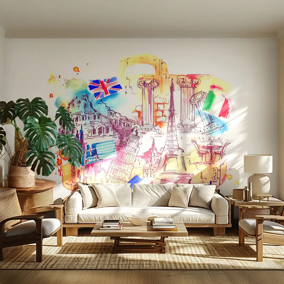 Papel de Parede Premium Canvas - Tournée europeia - Abstração, Viagens, Mala - 350x256 cm