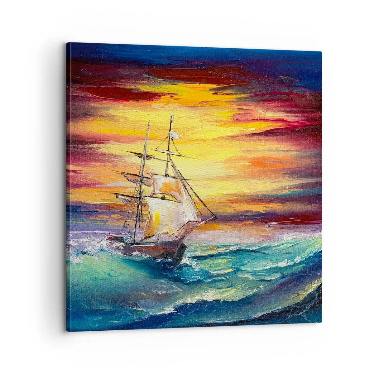 Quadro em tela - Corajosamente contra as ondas - 60x60 cm