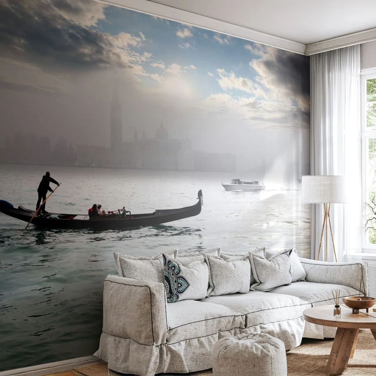 Papel de Parede Autocolante Deluxe Sticker - Uma cidade fabulosa feita de água e nevoeiro - Paisagem, Cidade, Veneza - 250x175 cm