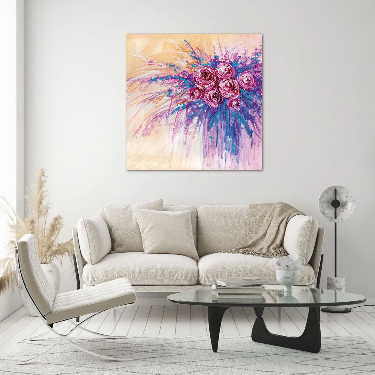 Quadro em vidro - Fonte de rosas - 30x30 cm