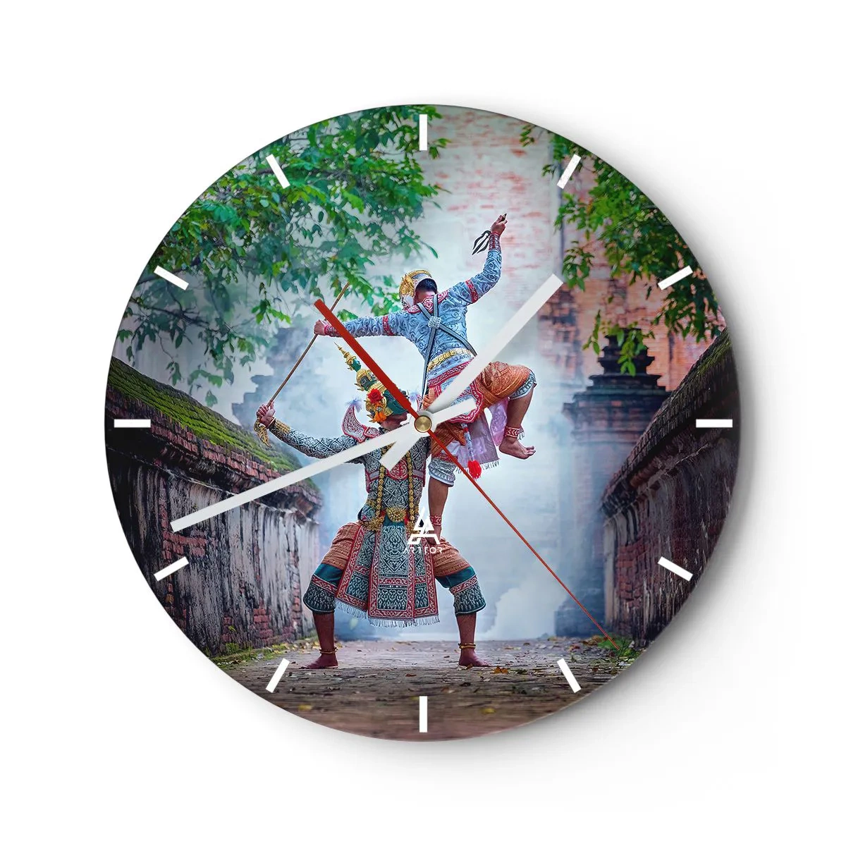 Relógio de parede - Relógio em vidro - Uma cena cultural com dança tradicional em um ambiente exótico - 30x30cm - Uma dança de beleza mortal - Decoração de parede moderna para a sala de estar, cozinha e quarto ARTTOR