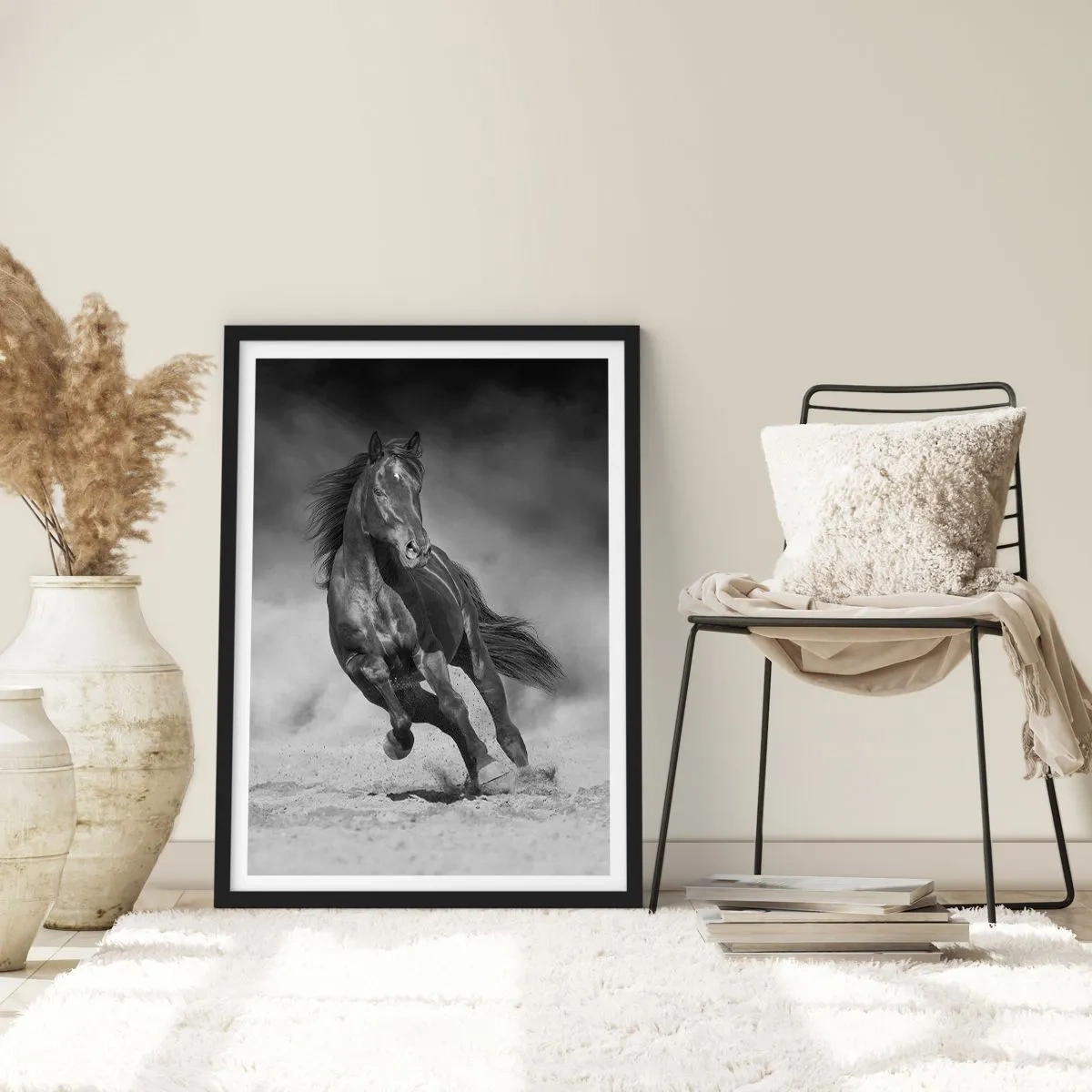 Pôster com moldura preta - Um azarão em uma corrida dinâmica - 50x70cm - Digno do próprio emir - Decoração de parede moderna para a sala de estar e quarto ARTTOR