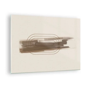 Quadro em vidro - Abstração em tons de marrom com padrão minimalista - 70x50cm - Um sopro de cinza - Decoração de parede moderna para a sala de estar e quarto ARTTOR