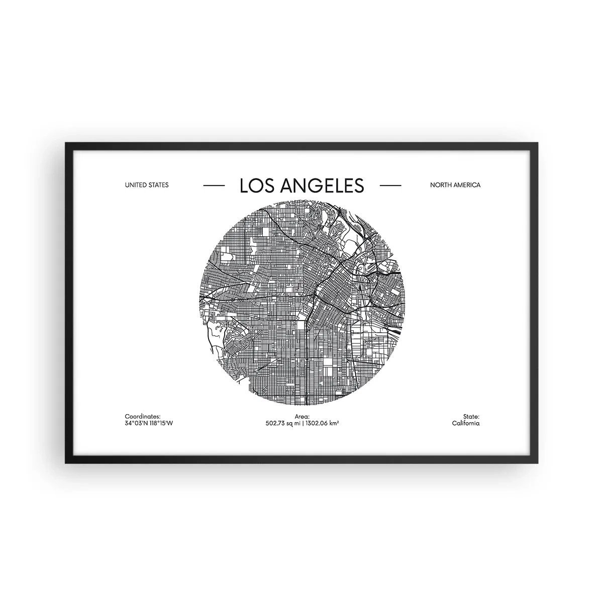 Pôster com moldura preta - Anatomia de Los Angeles - 91x61 cm