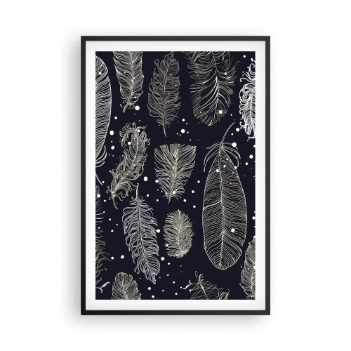 Pôster com moldura preta - Rendas de penas - 61x91 cm