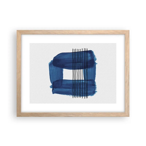 Pôster com moldura de carvalho claro - Composição azul-negra - 40x30 cm