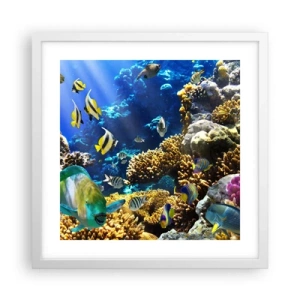 Pôster em moldura branca - Tráfego intenso no percurso de férias - 40x40 cm