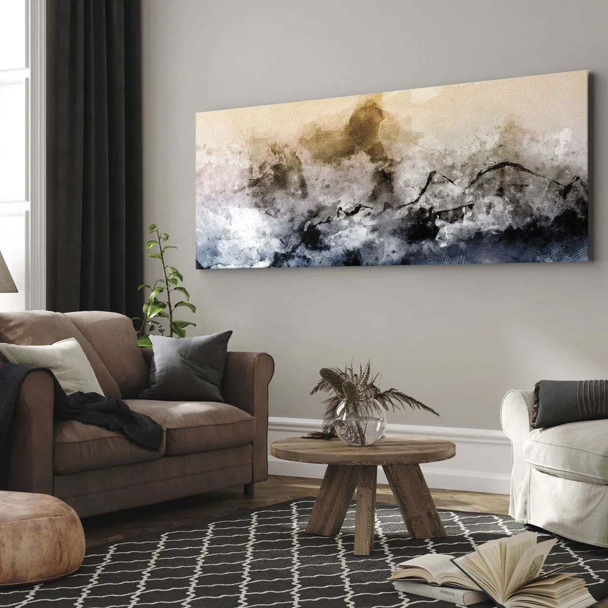 Quadro em tela - Imersos no tumulto do nevoeiro - 160x50 cm