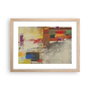 Pôster com moldura de carvalho claro - Geometria das cores - 40x30 cm