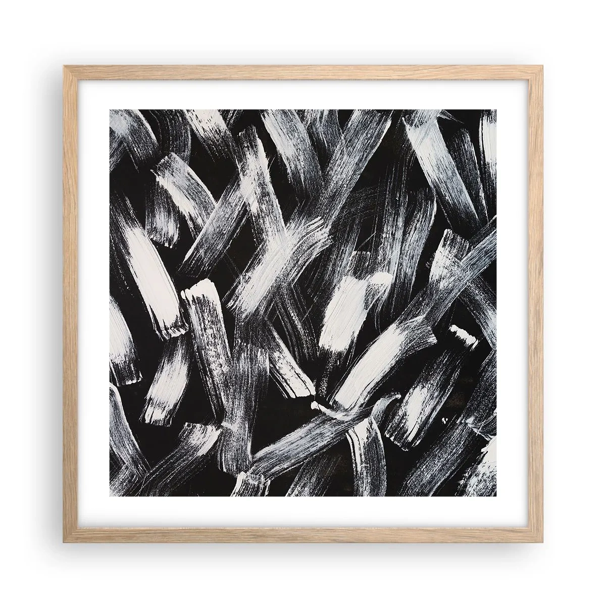 Pôster com moldura de carvalho claro - Abstração no espírito industrial - 50x50 cm