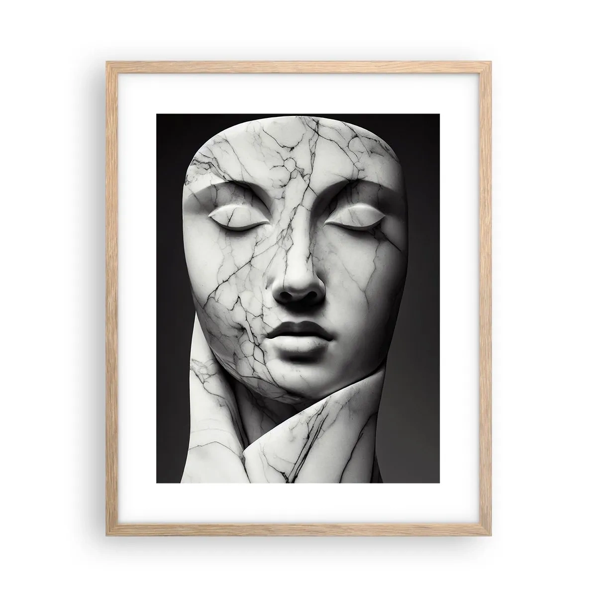 Pôster com moldura de carvalho claro - Formas de mármore - 40x50 cm