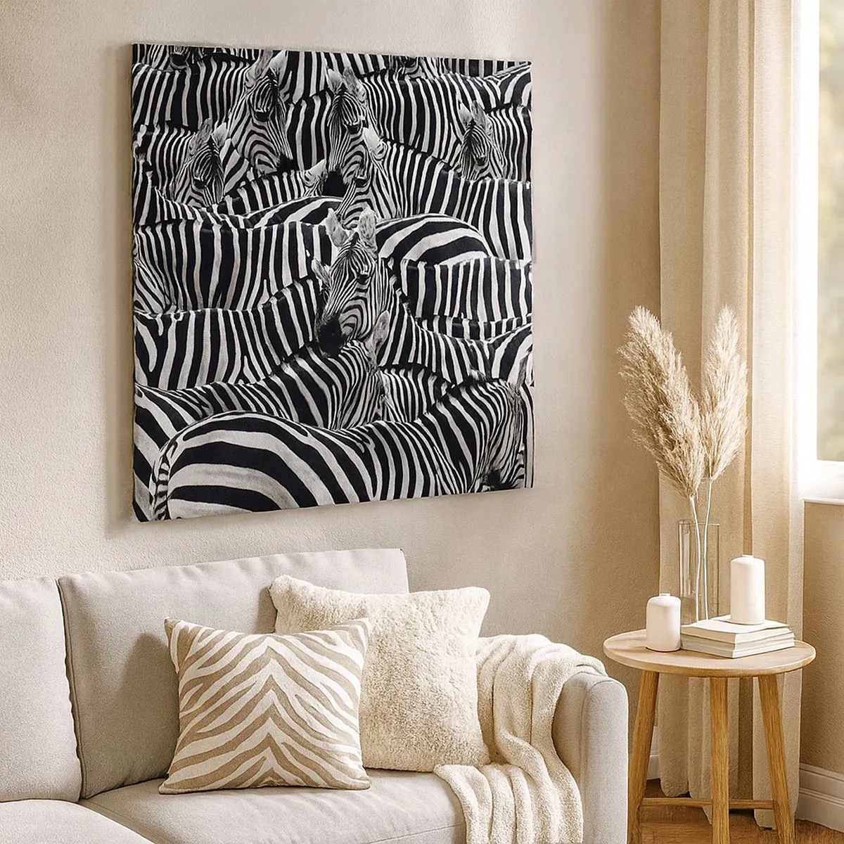 Quadro em tela - Retrato de grupo em listras - 30x30 cm