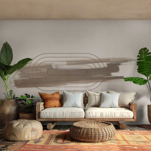 Papel de Parede Standard Eco - Abstração minimalista em tons de bege e marrom - 100x70cm - Um sopro de cinza - Decoração de parede moderna para a sala de estar e quarto ARTTOR