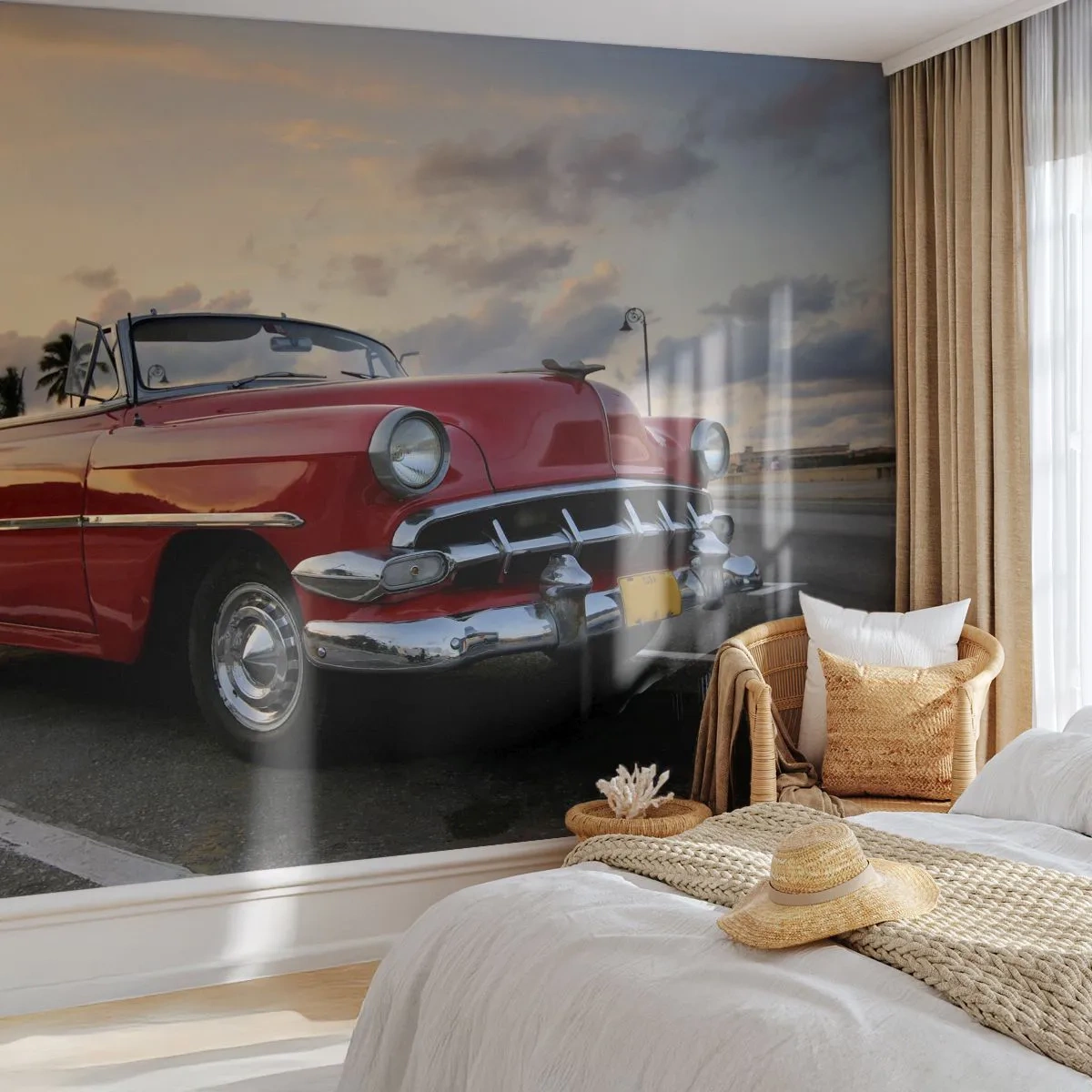Papel de Parede Autocolante Deluxe Sticker - Calor vermelho dos trópicos - Carro, Automotivo, Vintage - 250x175 cm