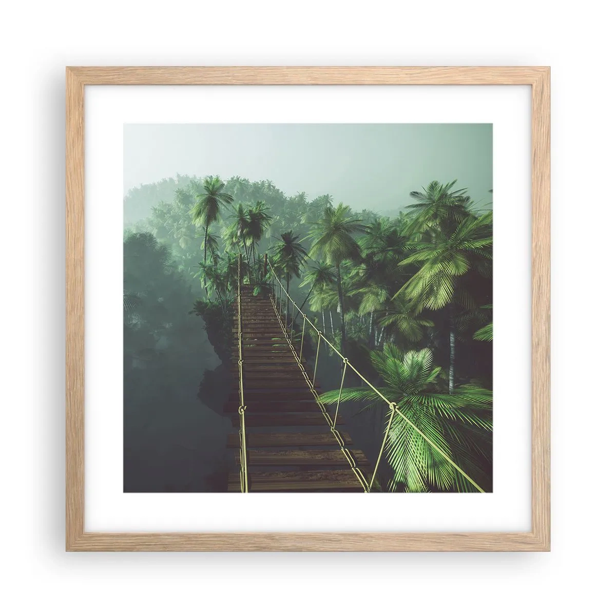 Pôster com moldura de carvalho claro - Sobre o verde fervente - 40x40 cm