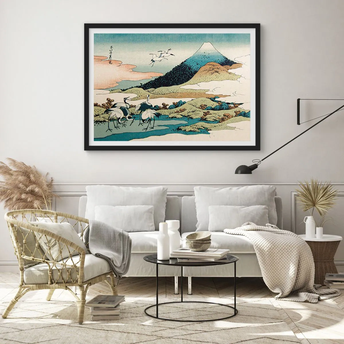 Pôster com moldura preta - No espírito japonês - 100x70 cm
