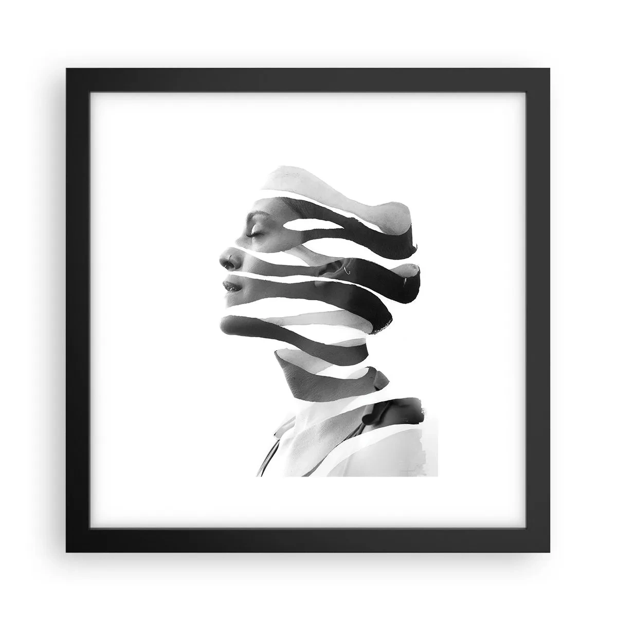 Pôster com moldura preta - Retrato surrealista - 30x30 cm