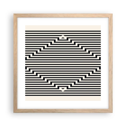 Pôster com moldura de carvalho claro - Ilusão geométrica - 40x40 cm
