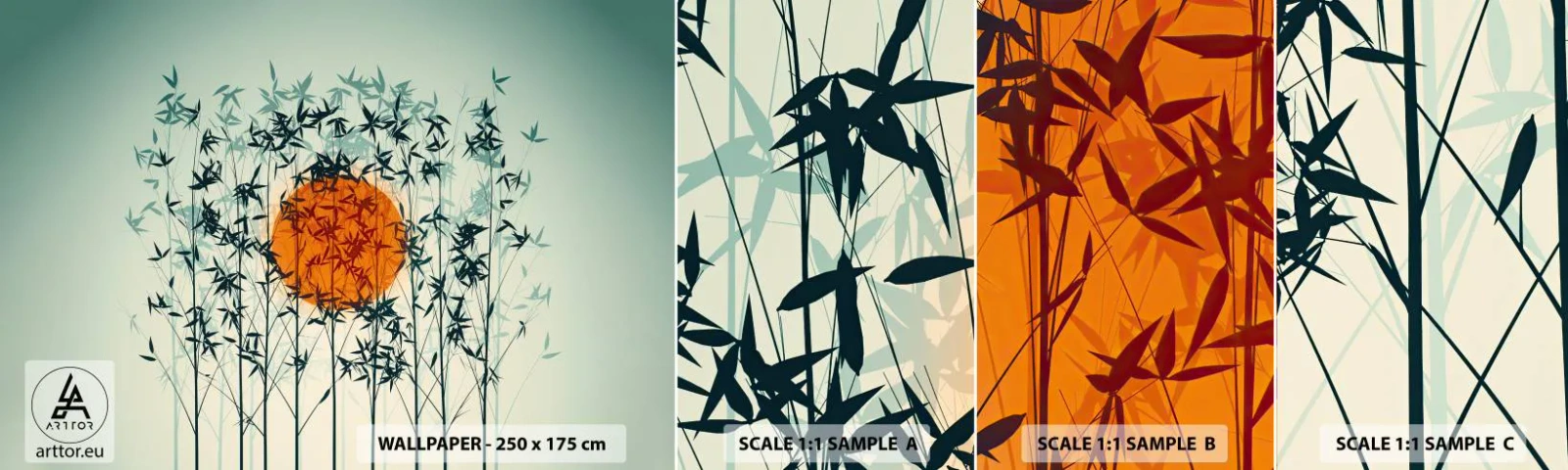 Amostra de Papel de Parede Standard Eco - Sol japonês - Abstração, Gráficos, Exotismo - 100x30 cm