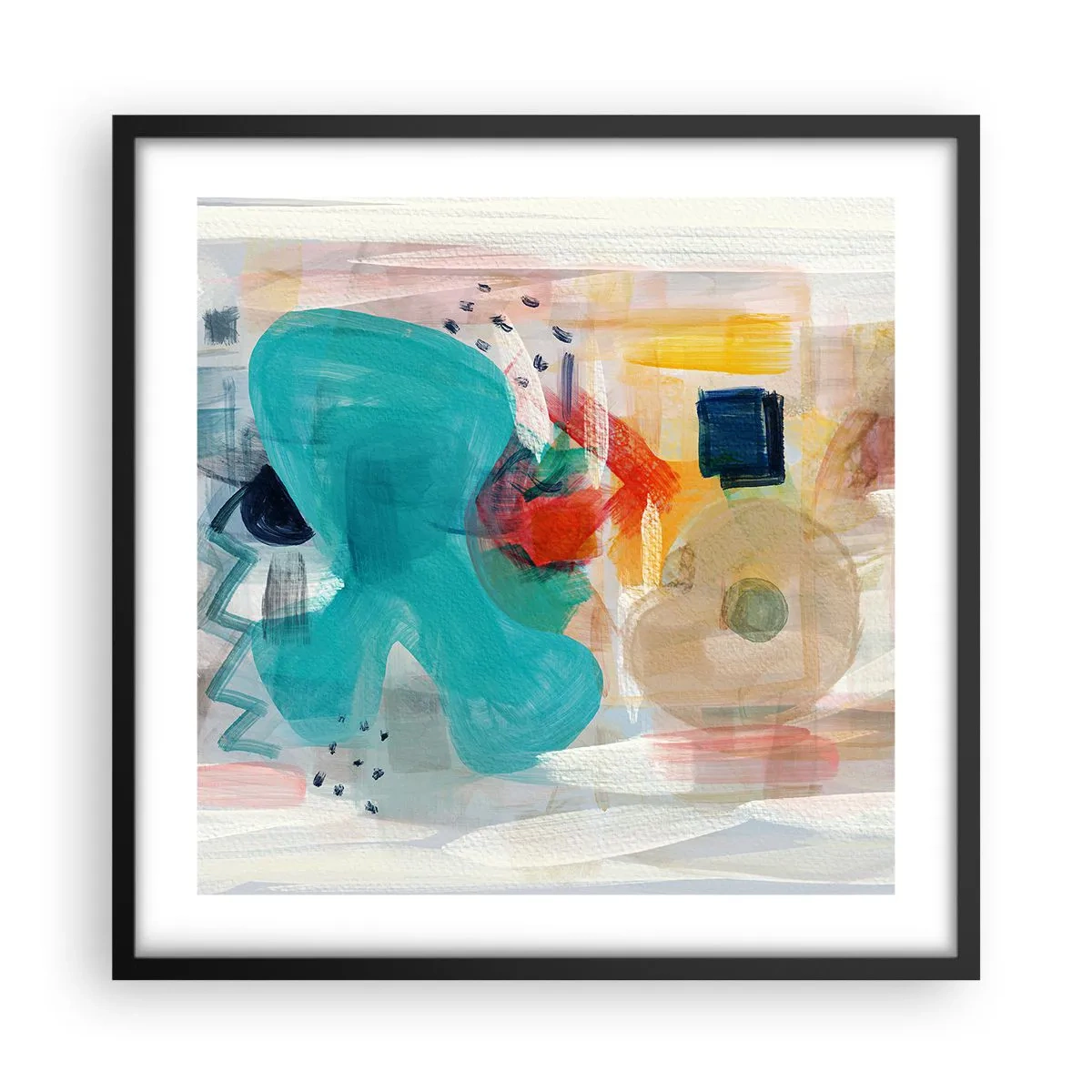 Pôster com moldura preta - Jogo colorido - 50x50 cm