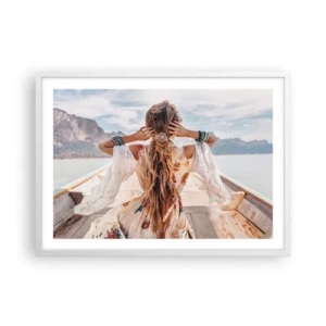 Pôster em moldura branca - A caminho da felicidade - 70x50 cm