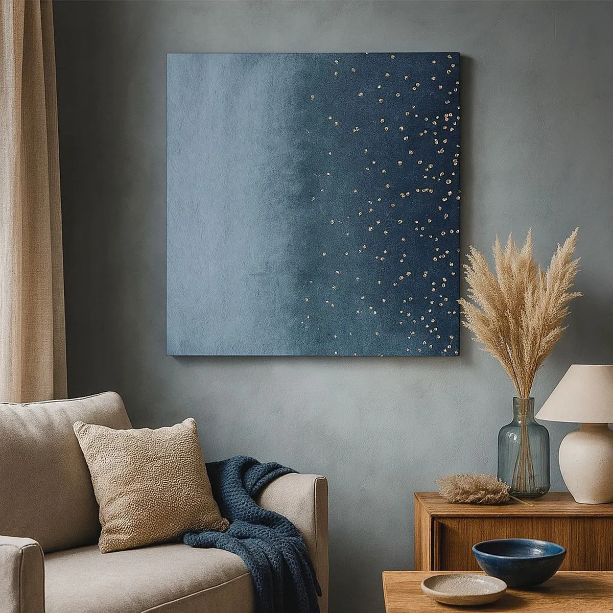 Quadro em tela - Composição – fases azuis - 30x30 cm