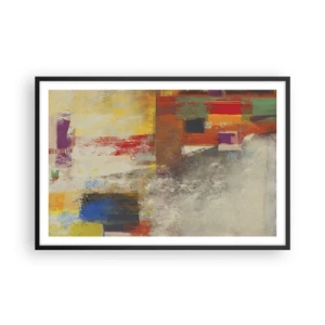 Pôster com moldura preta - Geometria das cores - 91x61 cm