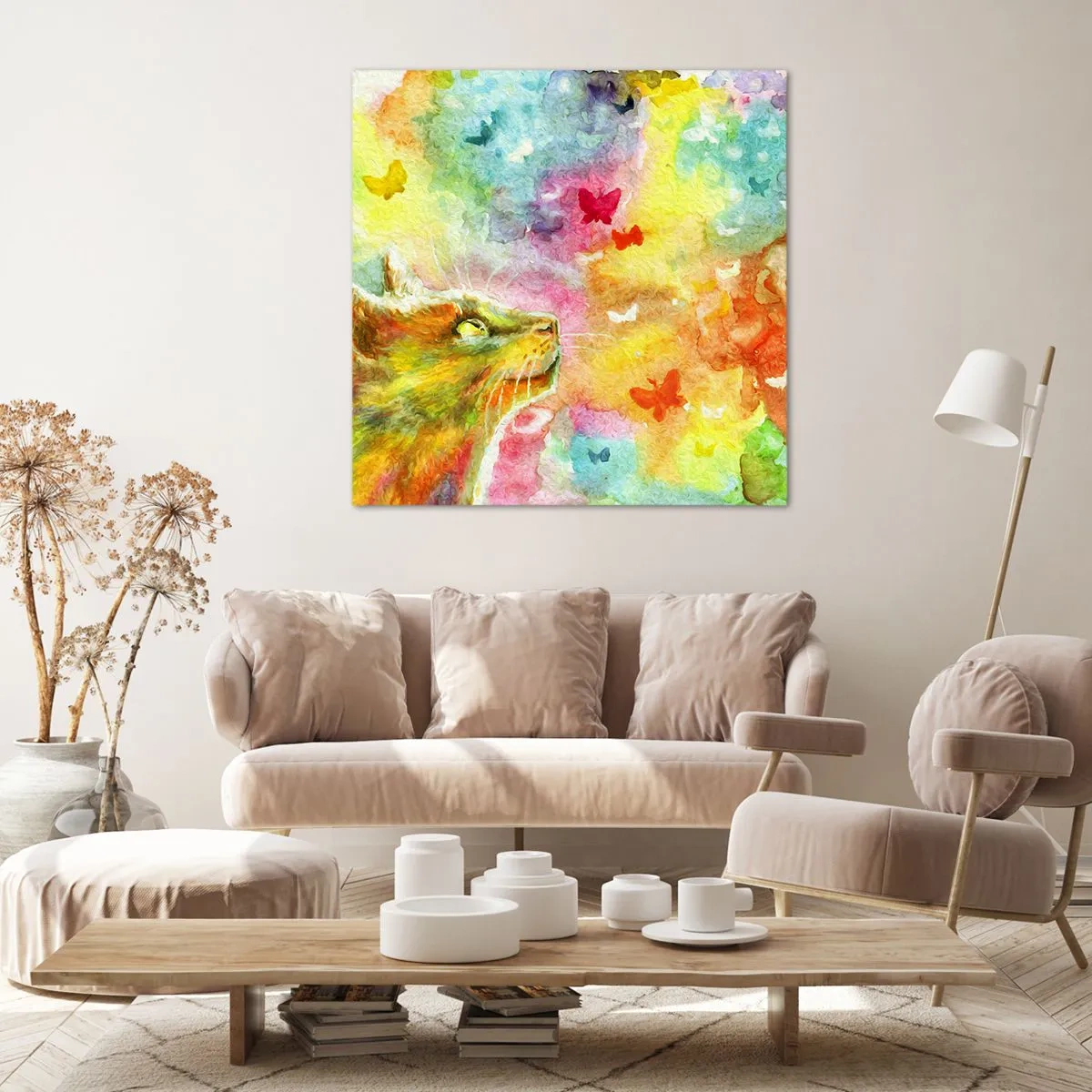 Quadro em tela - O paraíso dos gatos - 30x30 cm