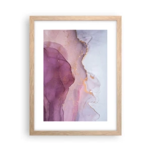 Pôster com moldura de carvalho claro - Ondas de lilás e roxo - 30x40 cm