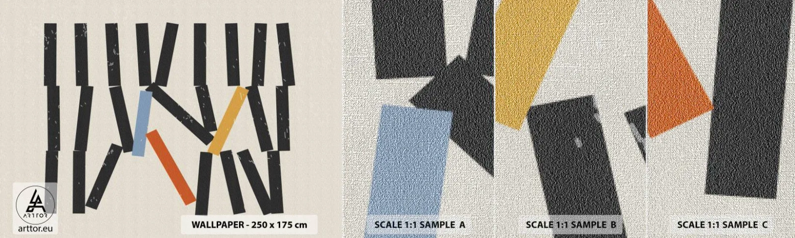 Amostra de papel de parede Premium Canvas - Dominó – composição - Minimalismo, Moderno, Contemporâneo - 100x30 cm