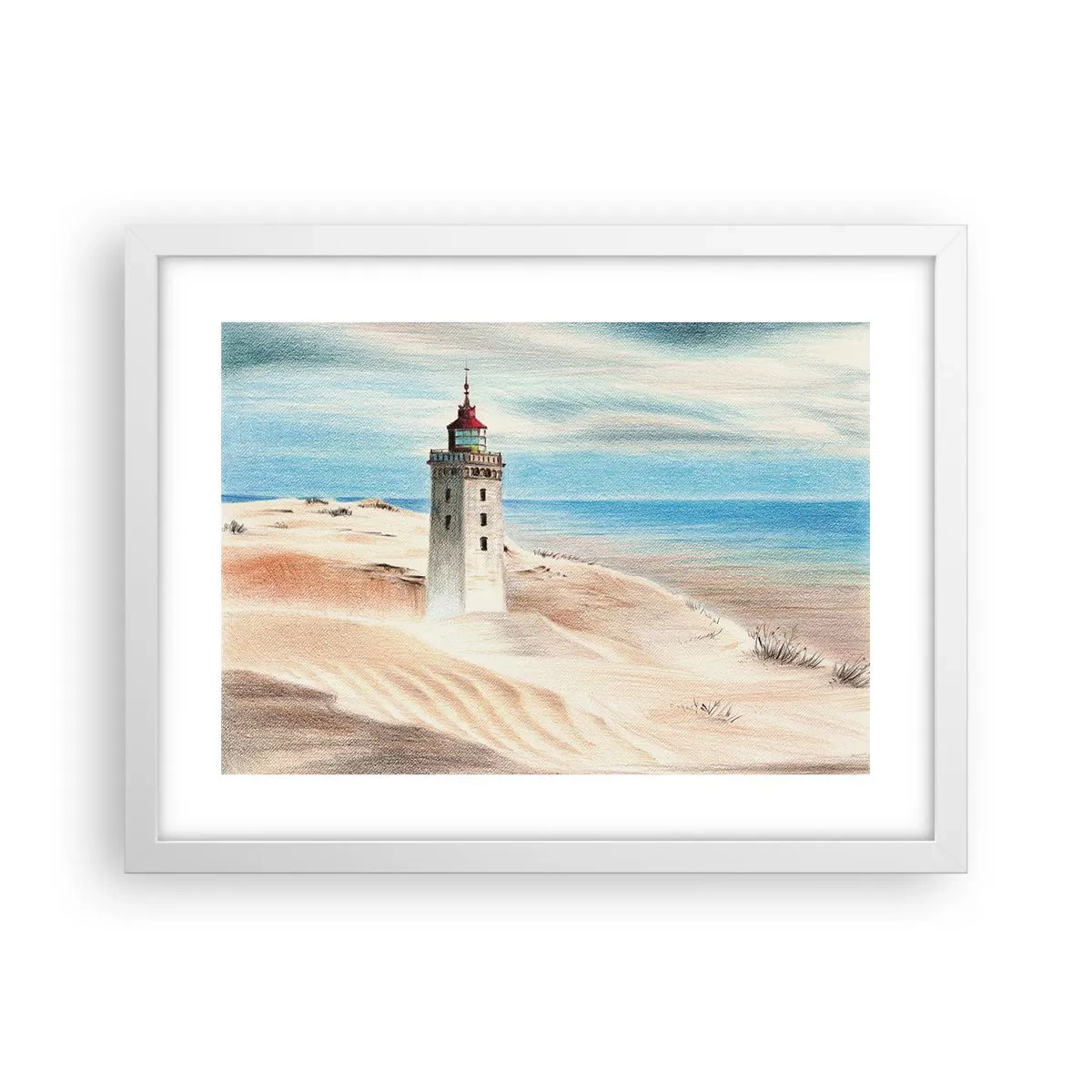 Pôster em moldura branca - Sempre a olhar para o mar - 40x30 cm