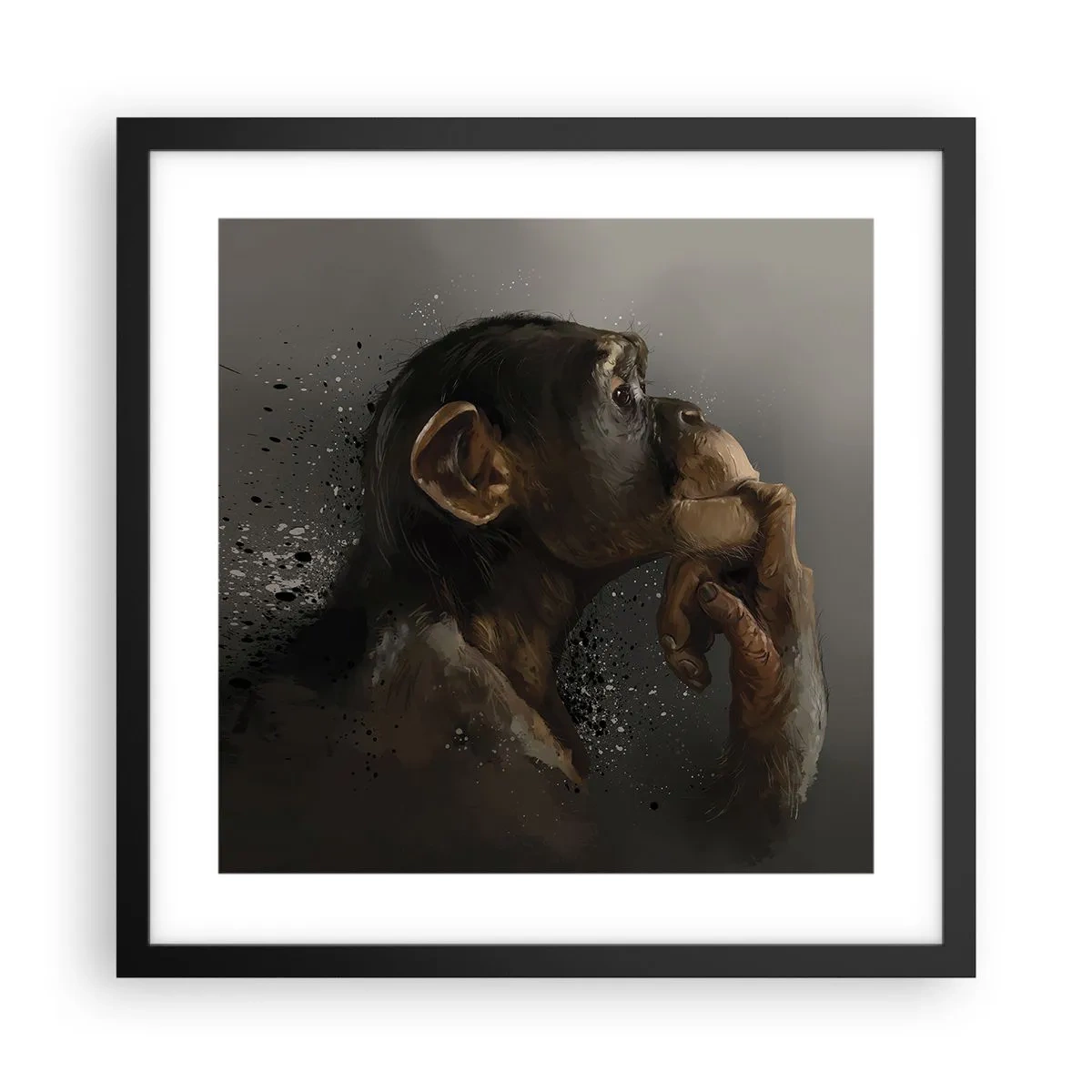 Pôster com moldura preta - Certamente um pensador - 40x40 cm
