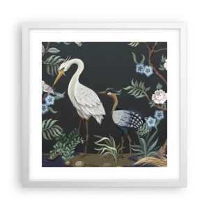 Pôster em moldura branca - Desfile de pássaros - 40x40 cm