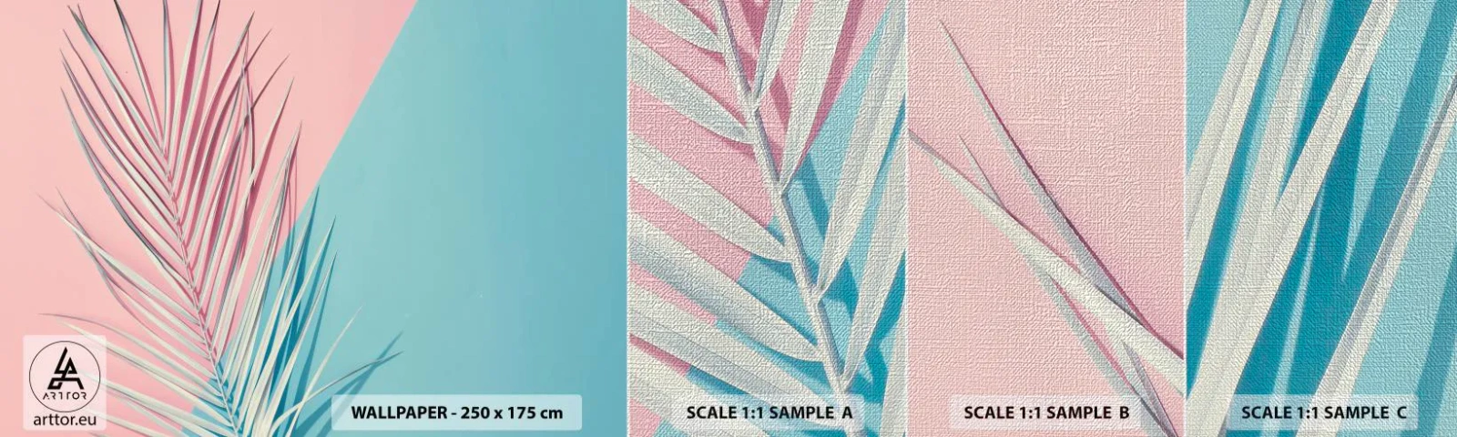 Amostra de papel de parede Premium Canvas - Impressão tropical - Folha de palmeira, Abstração, Gráficos - 100x30 cm