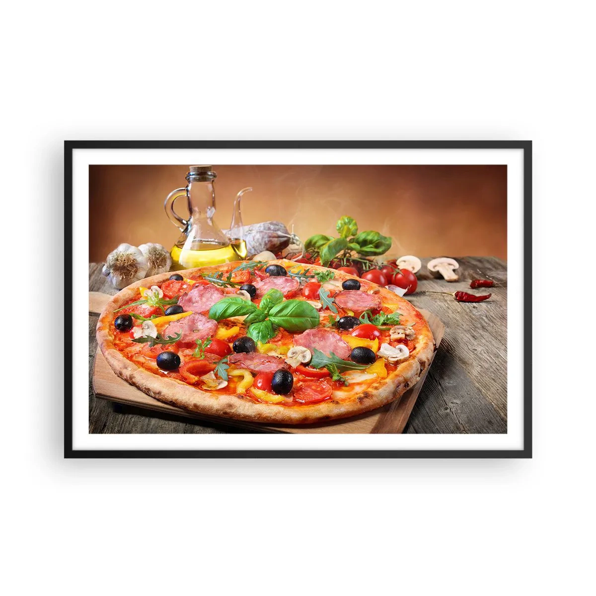 Pôster com moldura preta - Com um sabor verdadeiramente italiano - 91x61 cm